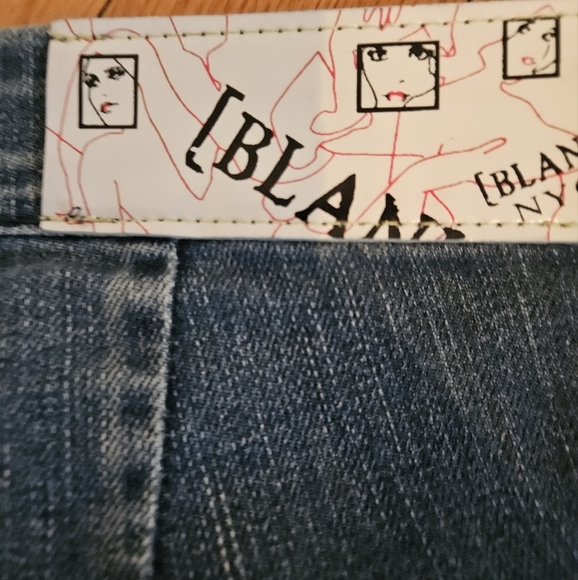 BLANK NYC Size 30 Distressed Blue Biker Jeans with Patchwork, Zip ankles - Picture 5 of 11